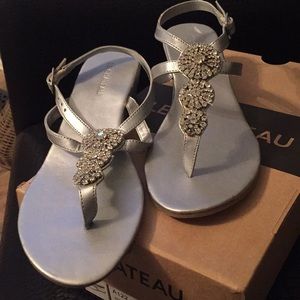 Brand New Jewel and Silver Wedge Sandals